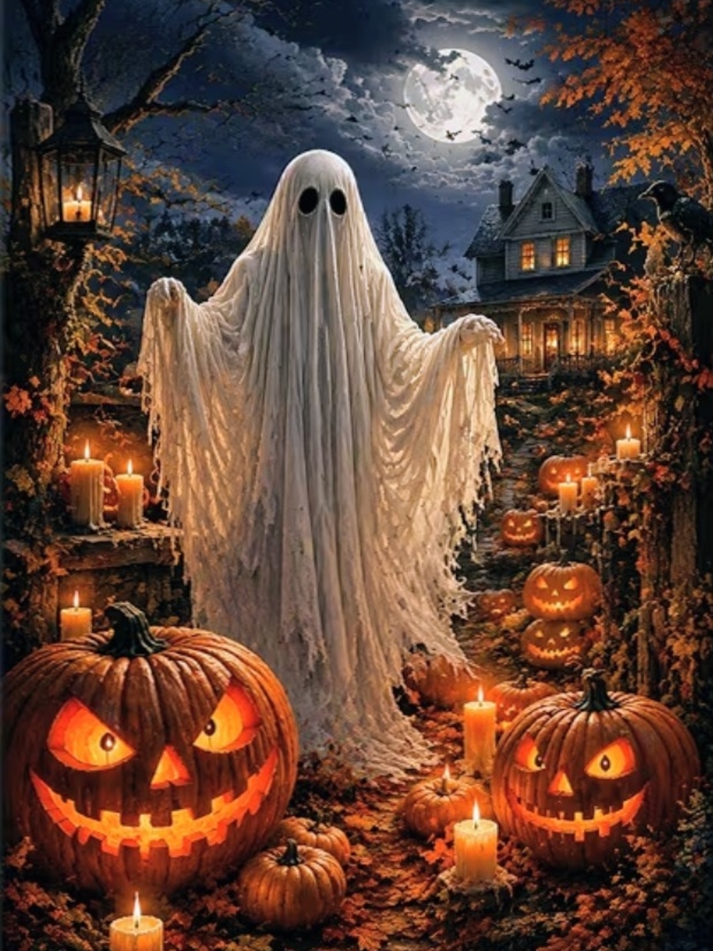 Classic White Ghost Halloween 8x10 Print